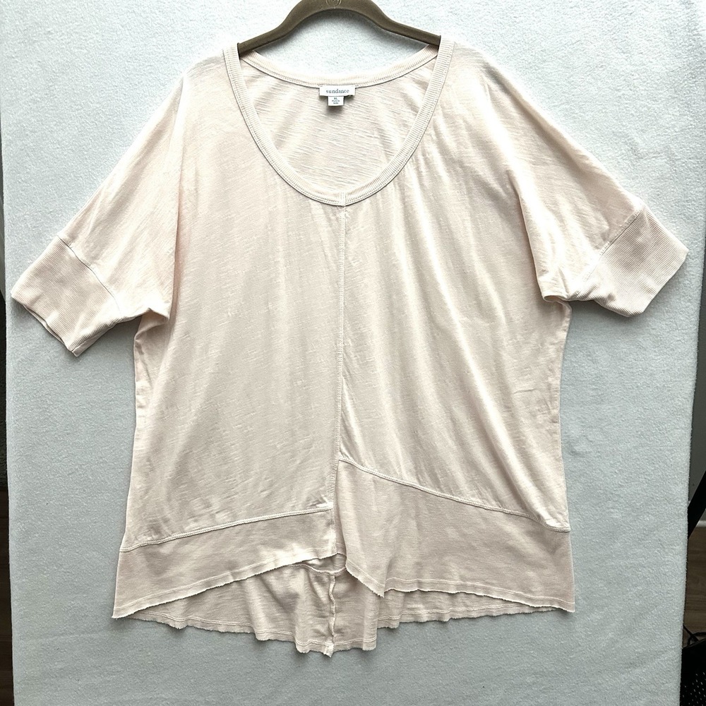 Sundance XL Hi-Low Cotton T-Shirt Pale Pink Asymmetrical Dolman Sleeve